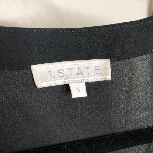 1. State Sheer Black Half Button Popover Blouse - Picture 6 of 7